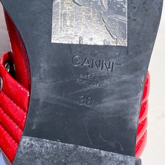 Ganni Red Buckle Ballerina Flats - Picture 8 of 10